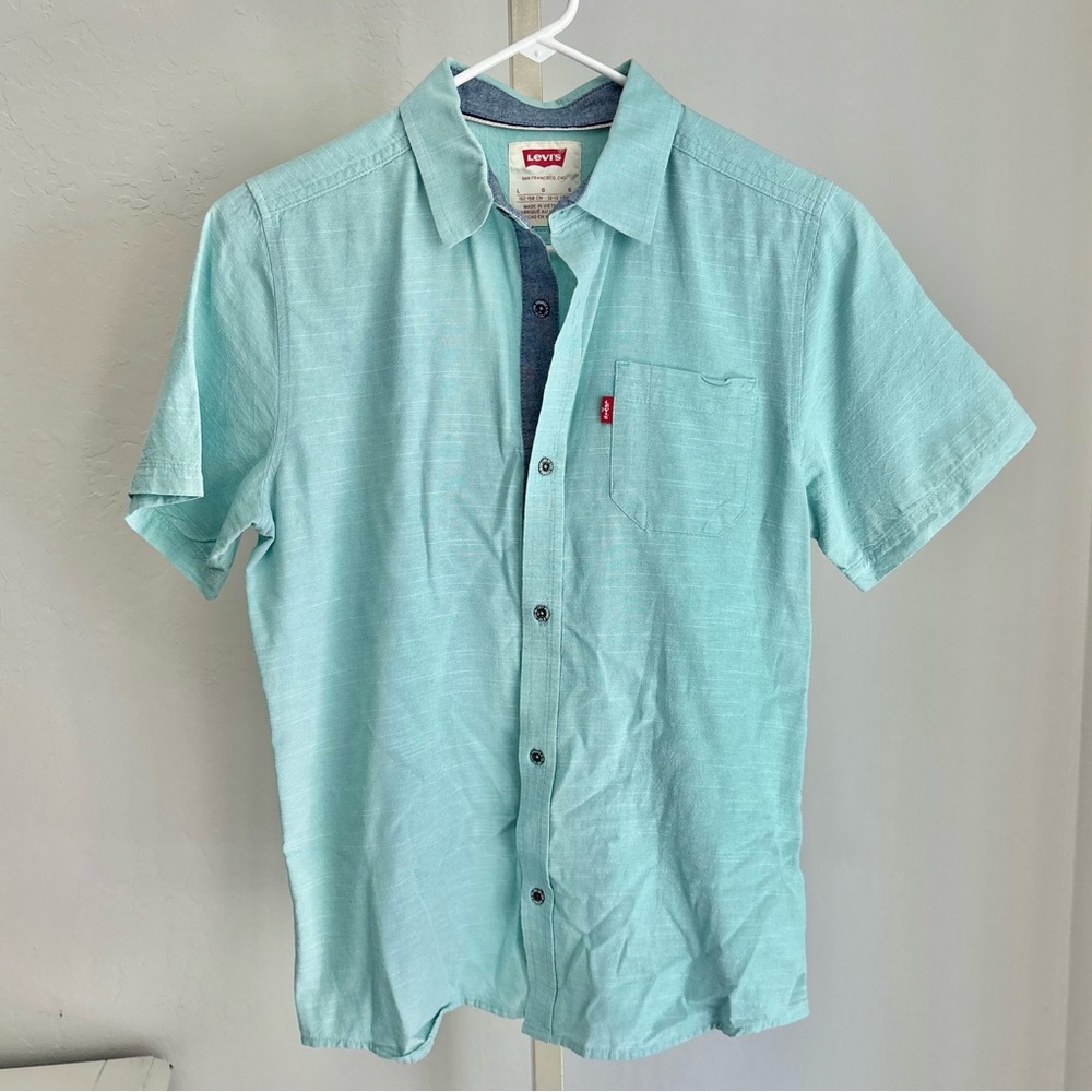 Levi’s Short Sleeve Sunset One Pocket Shirt Aqua Blue L (12-13 yrs)